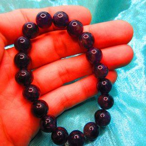Amethyst 10mm Round 7" Stretchy Gemstone Bracelet